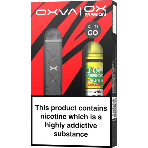 Oxva Xlim Go Pod Kit [Dark Grey] and Ox Passion - Pineapple Freeze [10mg]