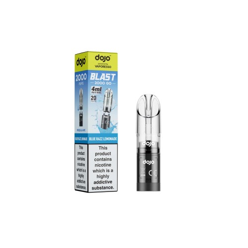 DOJO BLAST 2000 Go Transparent Pod & Refill (Powered by Vaporesso) [Blue Razz Lemonade 20mg]