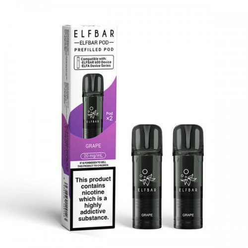 Elf Bar 600 Pre Filled Pod - 2 Pack [Grape 20mg]