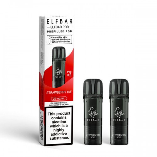 Elf Bar 600 Pre Filled Pod - 2 Pack [Strawberry Ice 20mg]