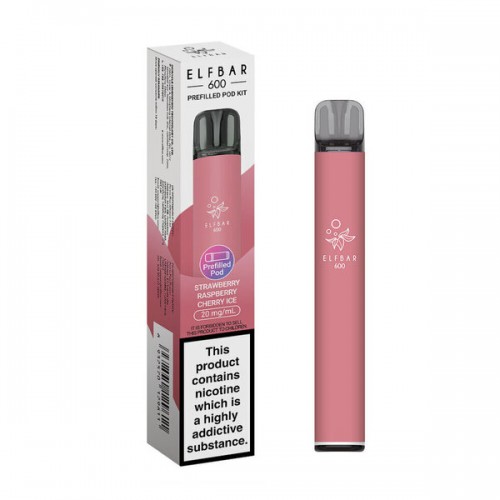 Elf Bar 600 Pre Filled Pod Kit [Strawberry Raspberry Cherry Ice 20mg]