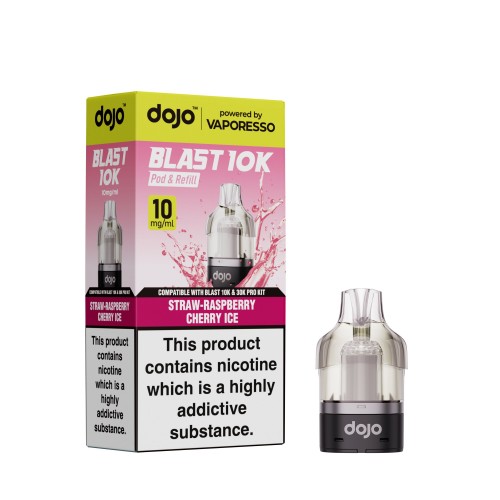 DOJO BLAST 10K Prefilled Pod (Powered by Vaporesso) [Straw-Raspberry Cherry Ice 10mg]