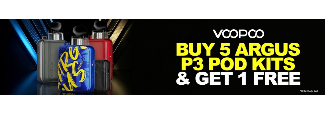 Voopoo Special Offer Buy 5 Argus P3 Pod Kits & Get 1 Free Wh